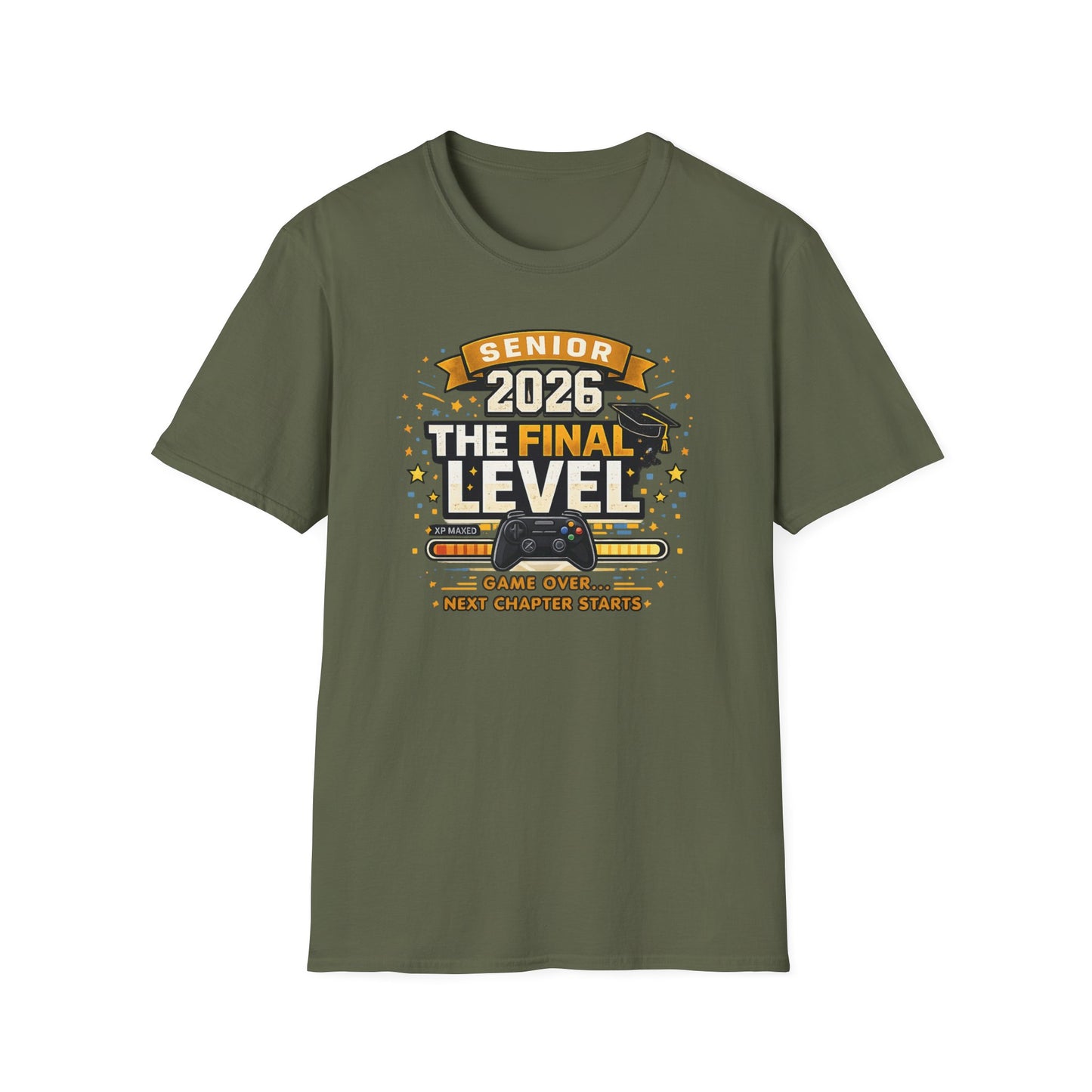 Senior 2026 The Final Level Gamer Graduation T-Shirt, Class of 2026 Game Over Next Chapter Starts Tee for Boys Girls Grad