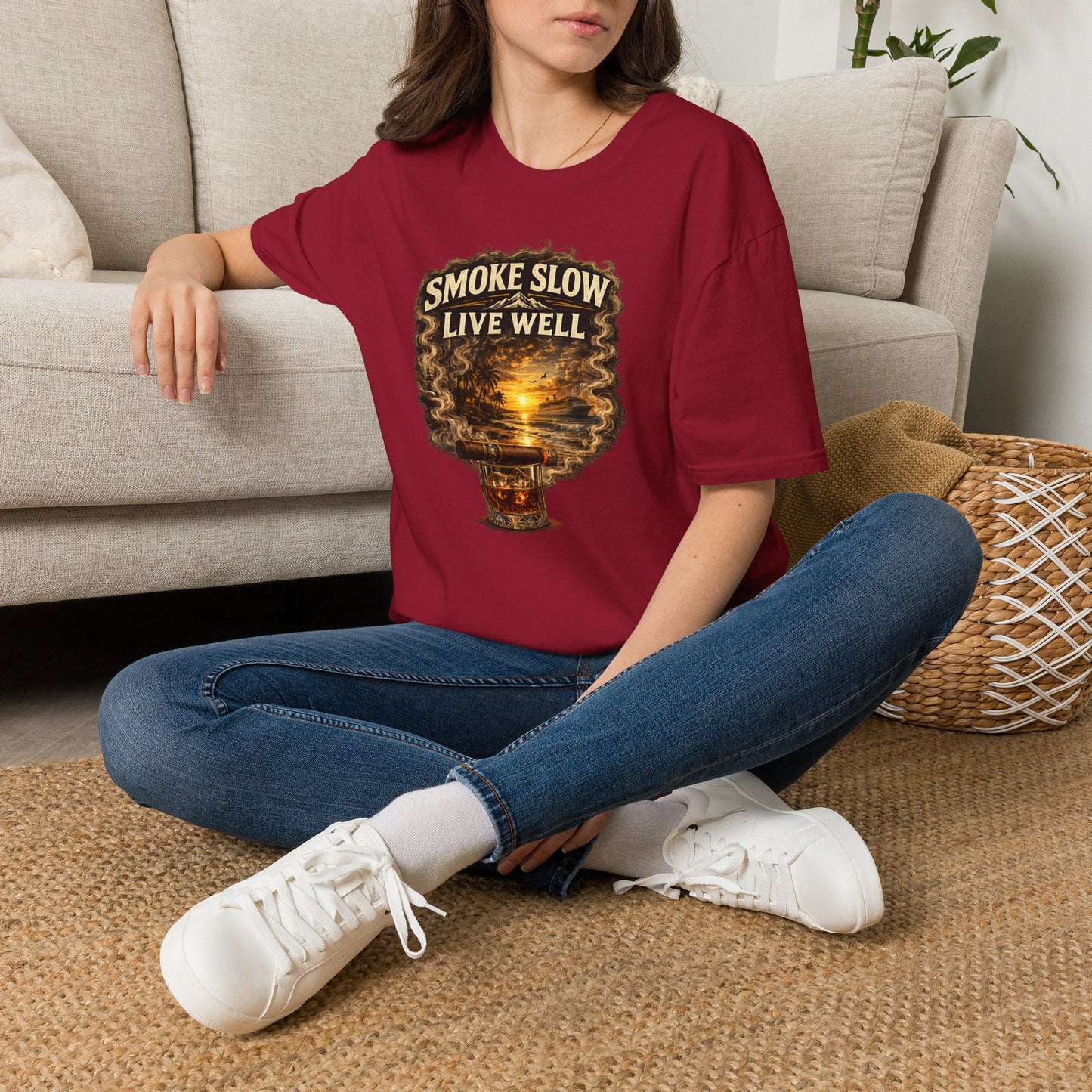 Smoke Slow Live Well Yacht T-Shirt – Cigar, Whiskey & Coastal Luxury Tee