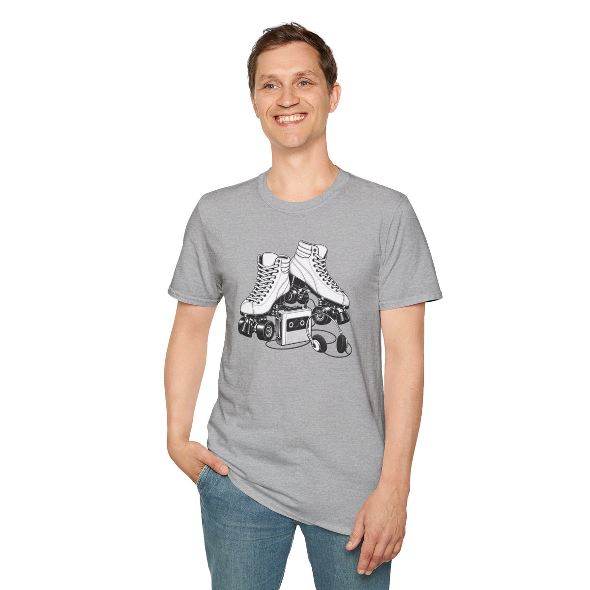 Roller Skate T-Shirt, Retro Cassette Tee, Vintage Roller Rink Shirt, Music Lover Gift, Skater Tee