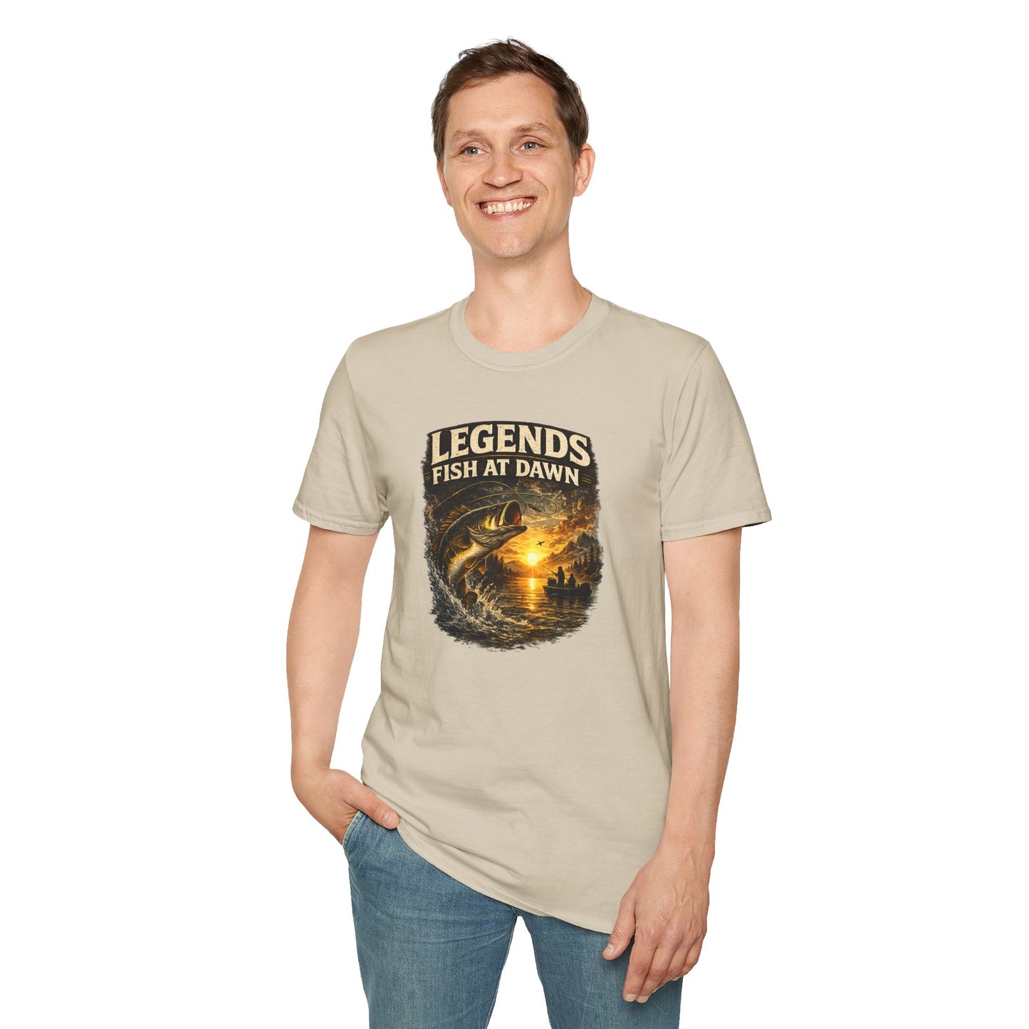 Fishing Shirt for Men, Legends Fish at Dawn Tee, Bass Fishing T-Shirt, Fisherman Gift, Fathers Day Shirt for Dad