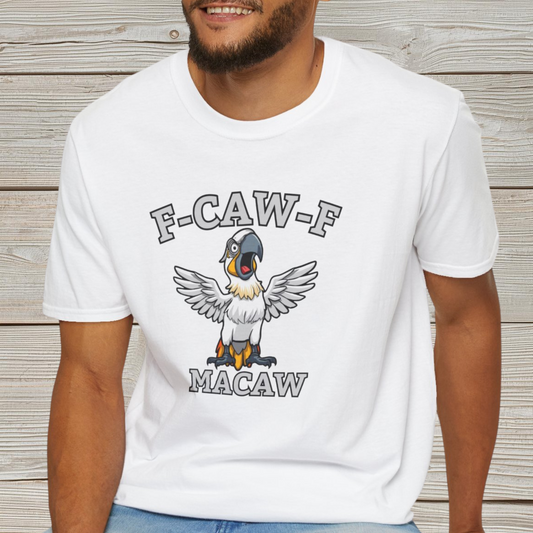 Funny F-CAW-F Macaw Parrot T-Shirt, Parrot Lover Shirt, Macaw Tee, Humorous Top, Macaw Parrot Apparel, Gift for him, Gift for her
