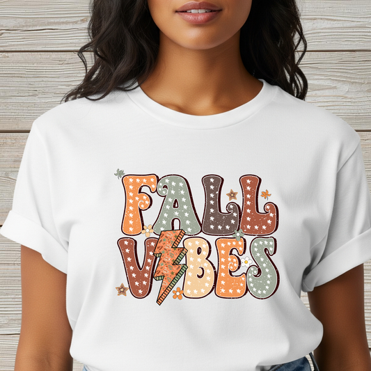 Fall Vibes T-Shirt, Autumn Graphic Tee, Cozy Shirt, Relaxing Casual Top, Seasonal Clothing, Thanksgiving Tee, Friendsgiving gift