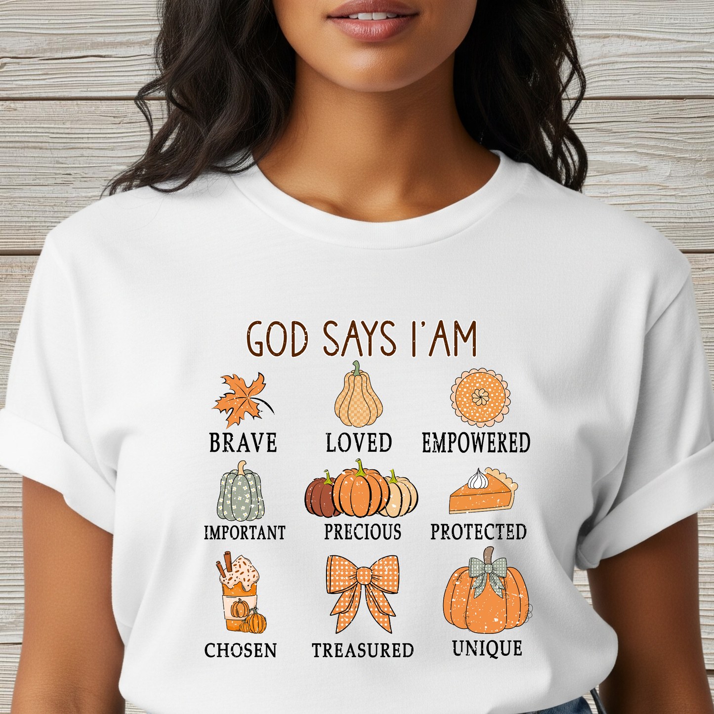 Fall Unisex Softstyle T-Shirt with Inspirational Words, Brave, Loved, Empowered, Unique, Religious Fall Tee, Hope Shirt, Thanksgiving Shirt