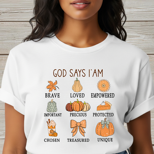 Fall Unisex Softstyle T-Shirt with Inspirational Words, Brave, Loved, Empowered, Unique, Religious Fall Tee, Hope Shirt, Thanksgiving Shirt
