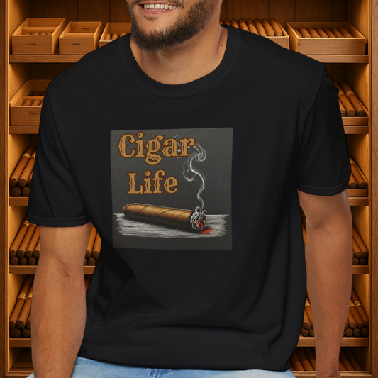 Cigar Life Unisex T-Shirt, BBQ Pool Party Shirt, Fathers Day Gift, Relaxation Leisure, Cigar lover Gift, Grandpa Gift