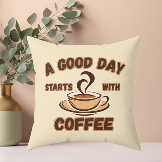 Coffee Quote Pillow, Faux Suede Throw Cushion for Home Decor, Funny Gift for Coffee Lovers, Living Room Accent, Couch Pillow, Gift for Her