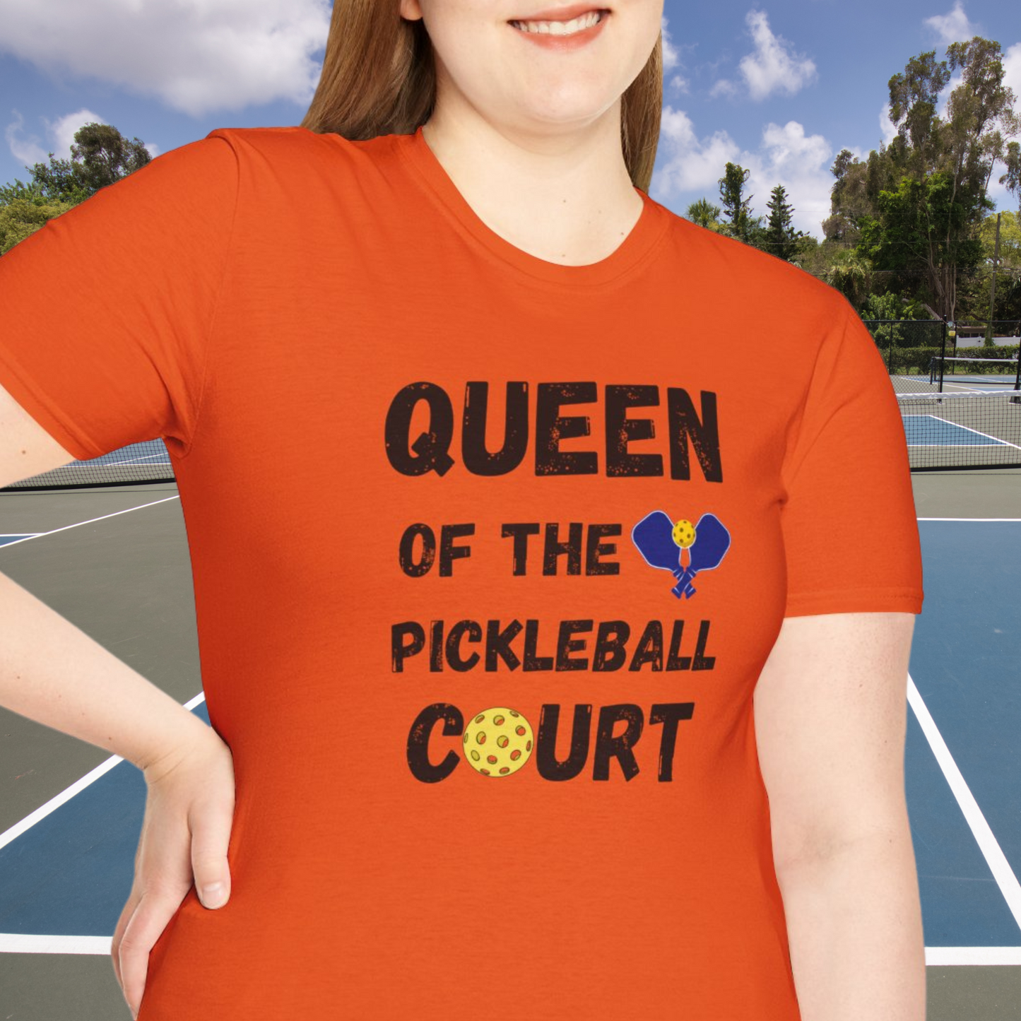 Queen of the Pickleball Court Unisex Softstyle T-Shirt, Pickleball Gift, Pickleball Apparel, Pickleball Lover Shirt, Pickleball Player Tee,