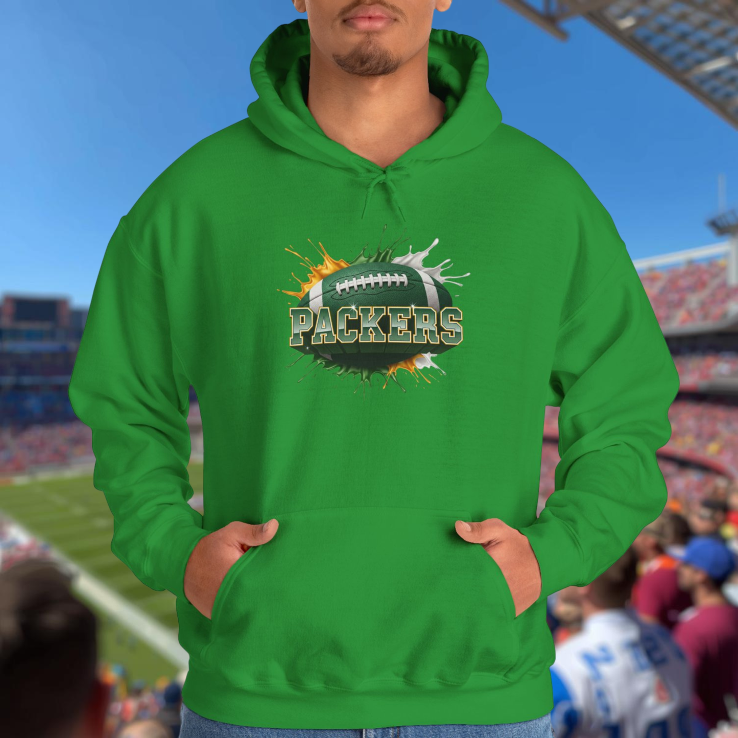 Green Bay Football Hoodie, Green Bay Team Hoodie, Football Gift for Green Bay Fans, Game Day Sports Fan Apparel, Football Fan Gift