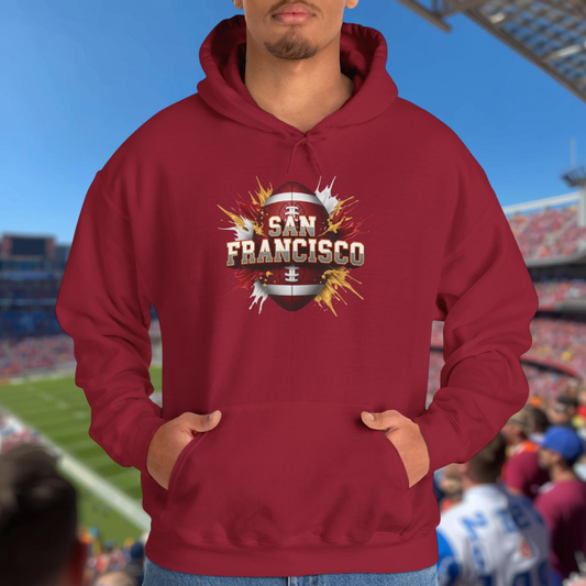 San Francisco Football Hoodie, San Francisco Team Hoodie, Football Gift for San Francisco Fans, Game Day Sports Fan Apparel, Football Fan