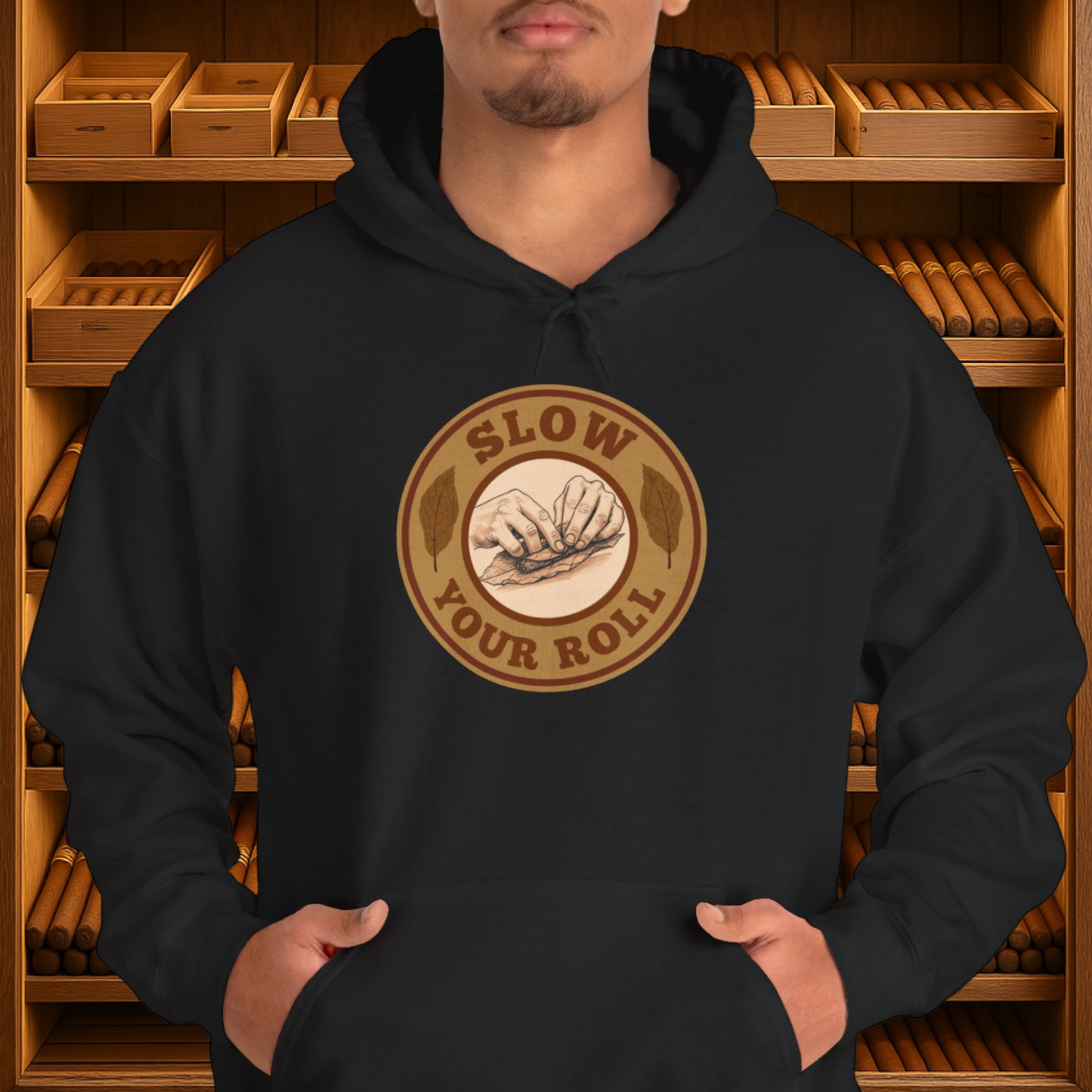 Slow Your Roll Cigar Hoodie Front Graphic, Fathers Day Gift, Relaxation Leisure, Cigar lover Gift, Cigar Aficionado, Dad Gift, Grandpa Gift