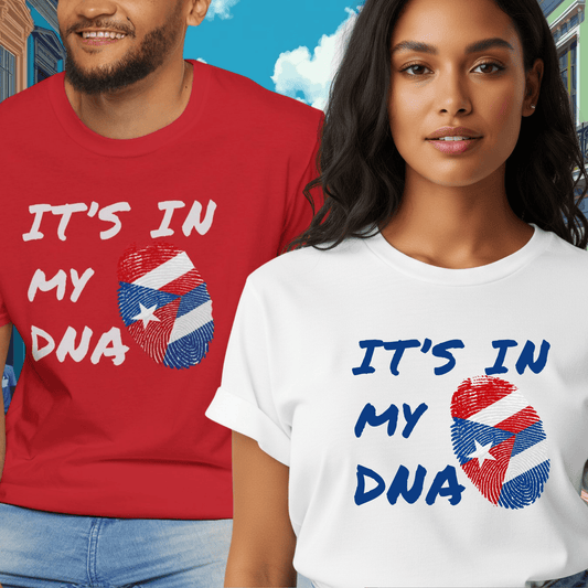 It's In My DNA Cuba-Rican Pride T-Shirt, Graphic Tee for Hispanic Heritage, Cuban - Puerto Rican Heritage, Cuba - Boriqua Pride Tee Gift
