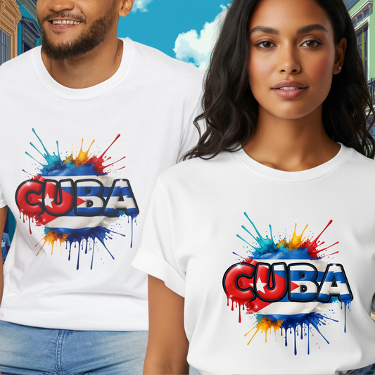 Colorful Tropical Cuba T-Shirt, Vintage Cuba Tee, Caribbean Vacation Top, Men Women Unisex Souvenir Apparel, Colorful Island-Style Tee