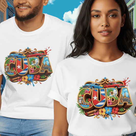 Tropical Cuba Colorful T-Shirt, Vintage Cuba Tee, Caribbean Vacation Top, Men Women Unisex Souvenir Apparel, Colorful Island-Style Tee