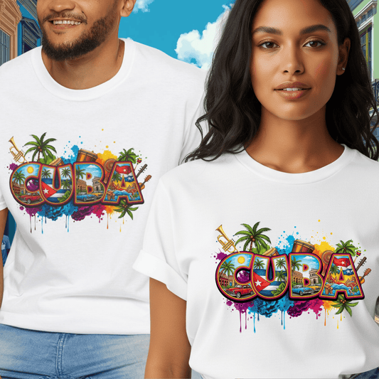 Tropical Colorful Cuba T-Shirt, Vintage Cuba Tee, Caribbean Vacation Top, Men Women Unisex Souvenir Apparel, Colorful Island-Style Tee