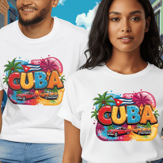 Colorful Tropical Cuba T-Shirt, Vintage Cuba Tee, Caribbean Vacation Top, Men Women Unisex Souvenir Apparel, Colorful Island-Style Tee