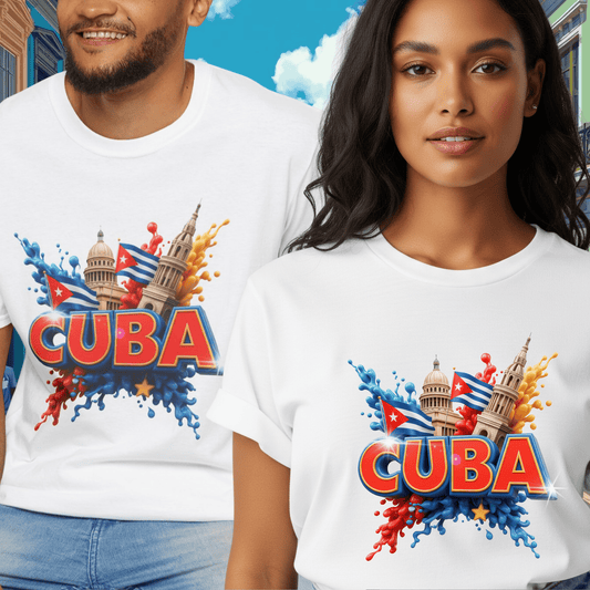 Colorful Tropical Cuba T-Shirt, Vintage Cuba Tee, Caribbean Vacation Top, Men Women Unisex Souvenir Apparel, Colorful Island-Style Tee
