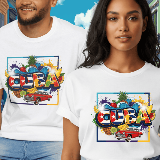 Colorful Tropical Cuba T-Shirt, Vintage Cuba Tee, Caribbean Vacation Top, Men Women Unisex Souvenir Apparel, Colorful Island-Style Tee