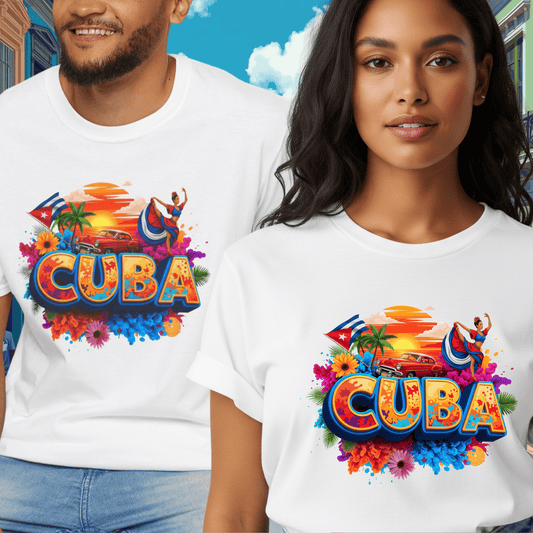 Colorful Tropical Cuba T-Shirt, Vintage Cuba Tee, Caribbean Vacation Top, Men Women Unisex Souvenir Apparel, Colorful Island-Style Tee