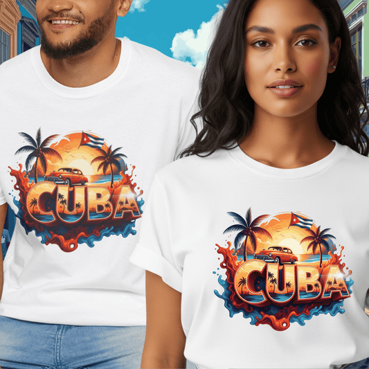 Colorful Tropical Cuba T-Shirt, Vintage Cuba Tee, Caribbean Vacation Top, Men Women Unisex Souvenir Apparel, Colorful Island-Style Tee