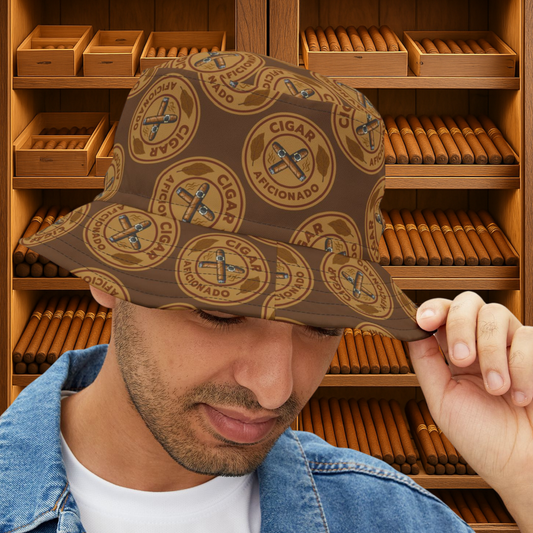 Cigar Aficionado Bucket Hat, BBQ Pool Party Hat, Cigar lover Gift, Cigar Aficionado, Dad Gift, Bucket Hat, Cigar Smoker