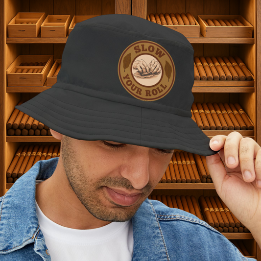Slow Your Roll Cigar Bucket Hat, BBQ Pool Party Hat, Cigar lover Gift, Cigar Aficionado, Dad Gift, Bucket Hat, Cigar Smoker, Grandpa Gift