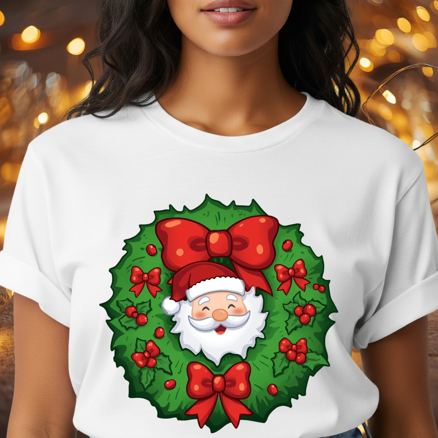 Santa Wreath Shirt, Family Christmas Shirts, Christmas T Shirt, Holiday Shirt, Cute Xmas Shirt for the family, Holiday Gift