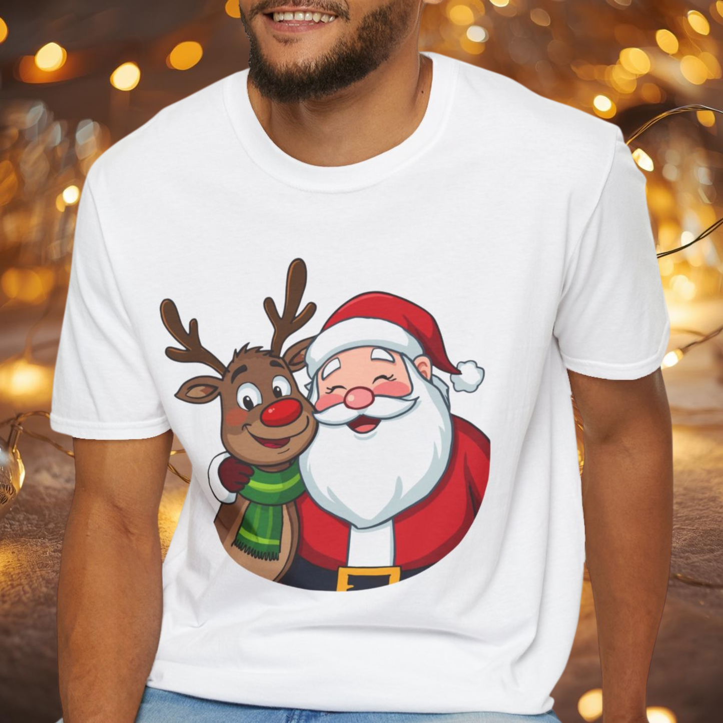 Smiling Santa and Rudolph Shirt, Family Christmas Shirts, Christmas T Shirt, Holiday Shirt, Cute Xmas Shirt for the family, Holiday Gift