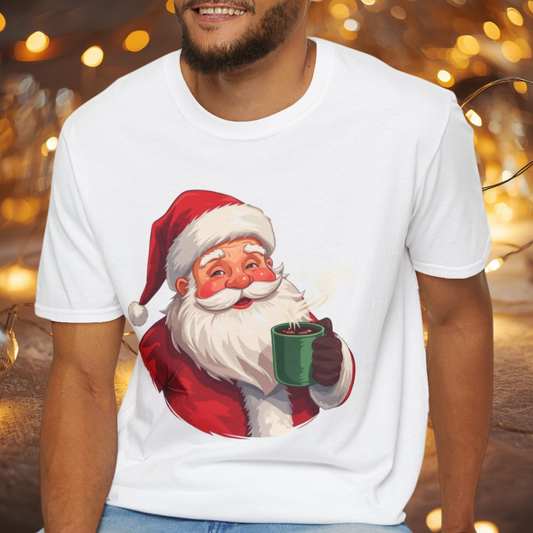 Santa enjoying Hot Chocolate Shirt, Family Christmas Shirts, Christmas T Shirt, Holiday Shirt, Cute Xmas Shirt for the family, Holiday Gift