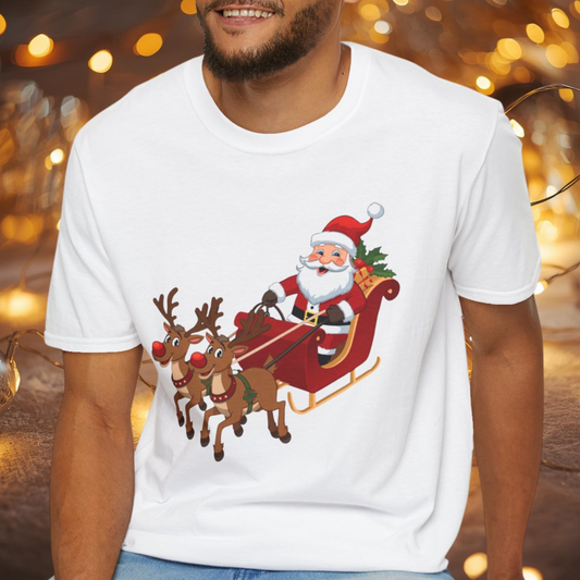 Santa flying Sleigh Shirt, Family Christmas Shirts, Christmas T Shirt, Holiday Shirt, Cute Xmas Shirt for the family, Holiday Gift