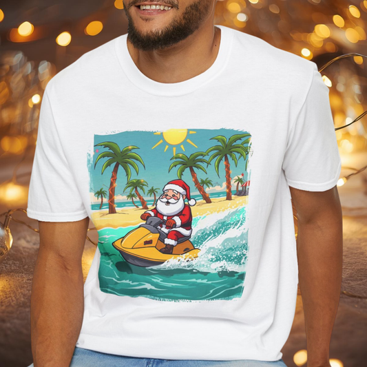 Tropical Santa on a Wave runner Shirt, Family Christmas Shirts, Christmas T Shirt, Holiday Shirt, Cute Xmas Shirt for the family, Holiday Gift