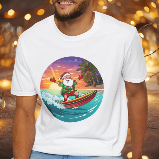 Tropical Surfing Santa Shirt, Family Christmas Shirts, Christmas T Shirt, Holiday Shirt, Cute Xmas Shirt for the family, Holiday Gift