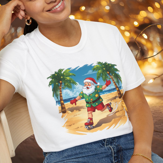 Tropical Santa skating shirt, Family Christmas Shirts, Christmas T Shirt, Holiday Shirt, Cute Xmas Shirt for the family, Holiday Gift