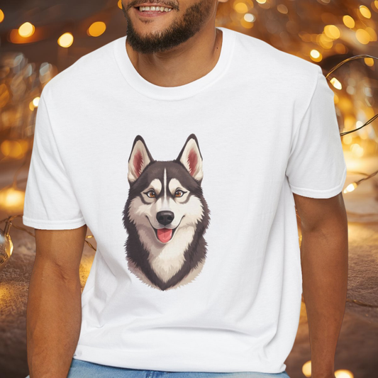 Siberian Husky Dog Portrait Shirt – Husky Dog Lover Gift, Cute Dog Mom Tee, Dog Dad Shirt, Pet Breed Apparel