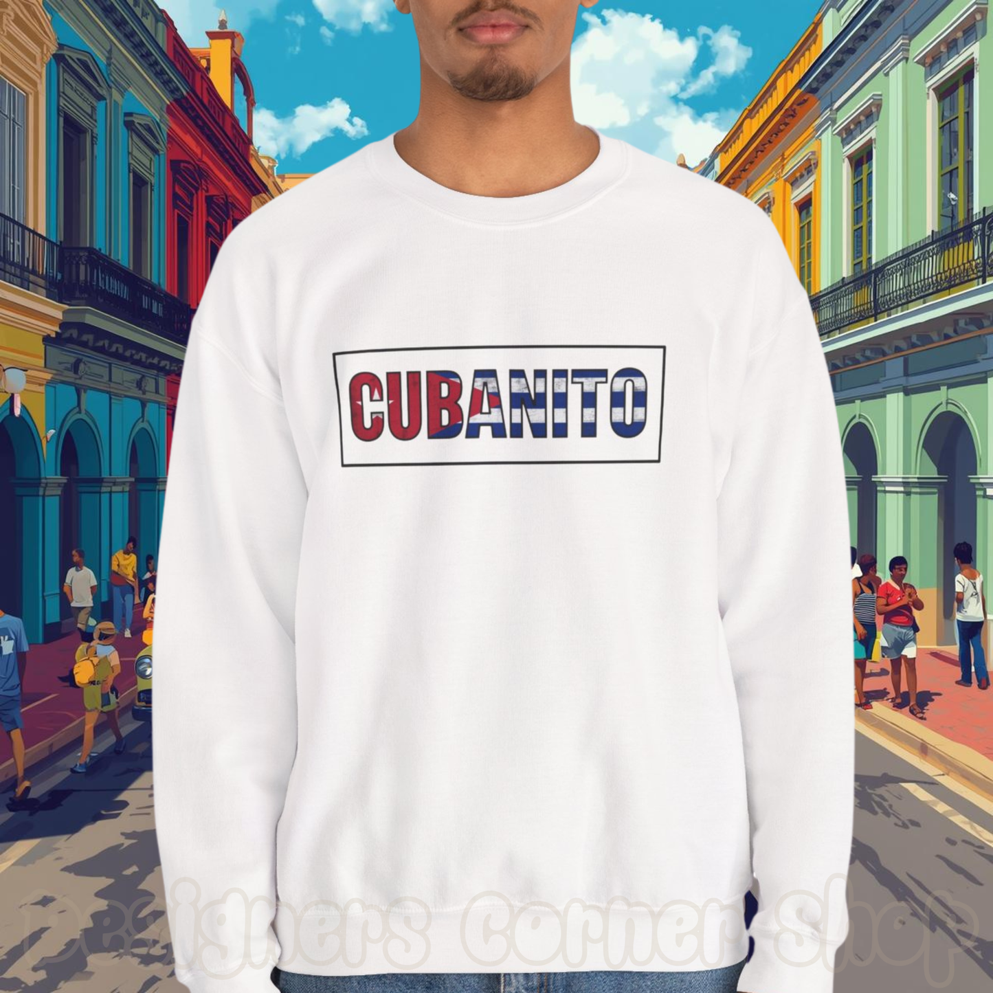 CUBANITO Sweatshirt – Cuban Flag Sweatshirt for Men, Latino Pride Sweatshirt, Cuba Heritage Top, Cuban Culture Graphic Sweatshirt