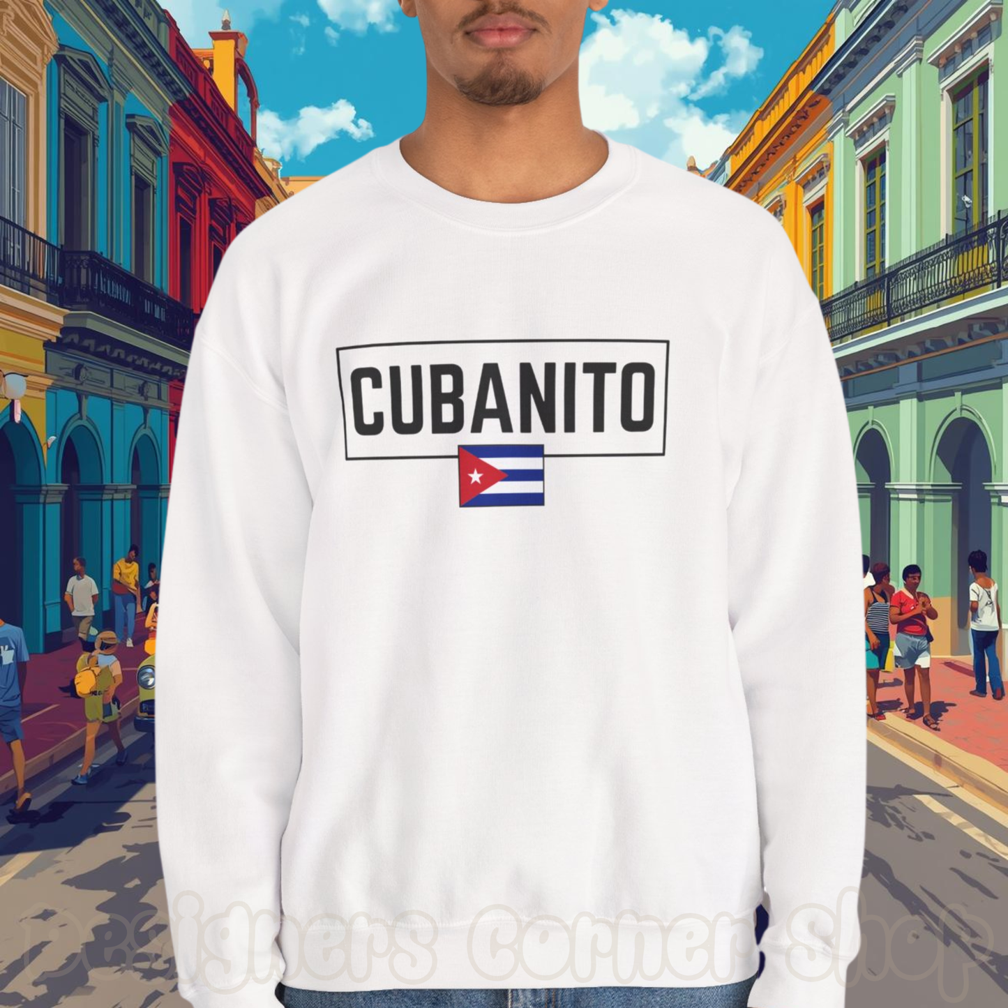 CUBANITO Sweatshirt – Cuban Flag Sweatshirt for Men, Latino Pride Sweatshirt, Cuba Heritage Top, Cuban Culture Graphic Sweatshirt