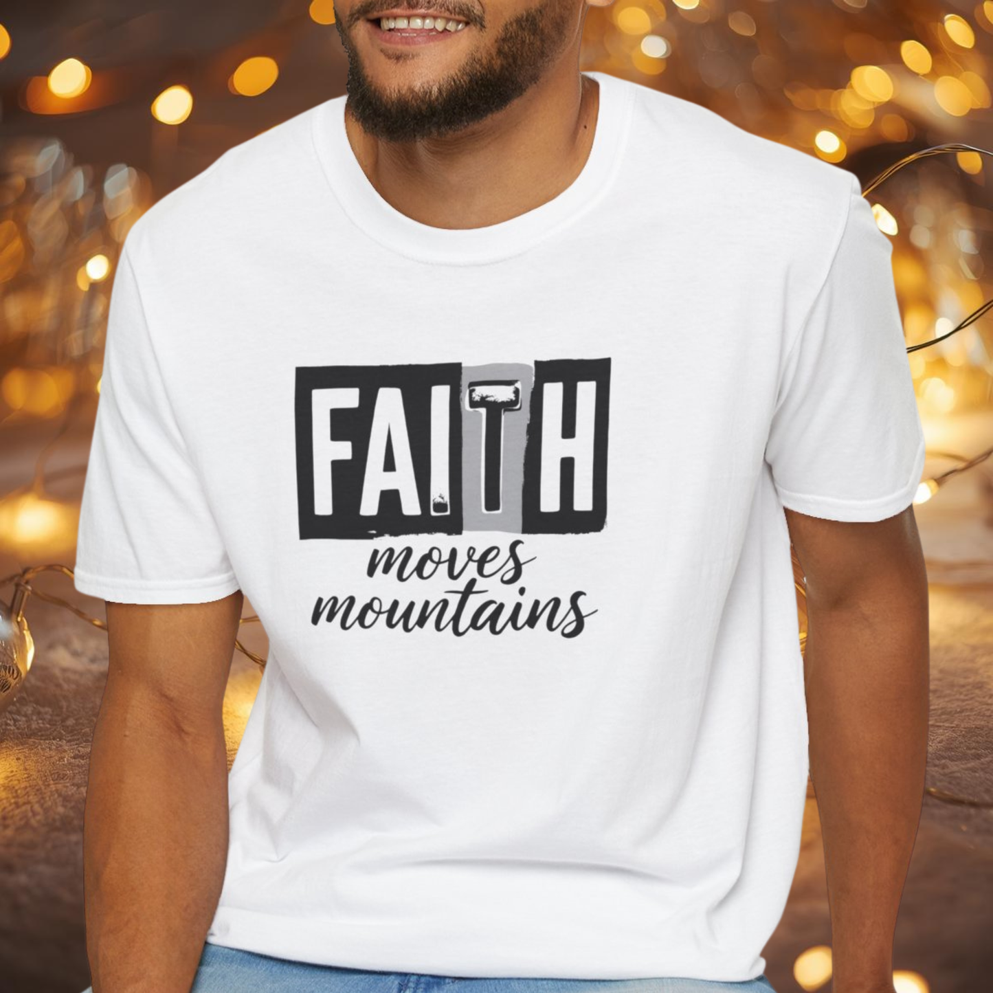 Faith Moves Mountains T-Shirt – Inspirational Christian Shirt, Bible Verse Faith Tee, Motivational Religious Apparel