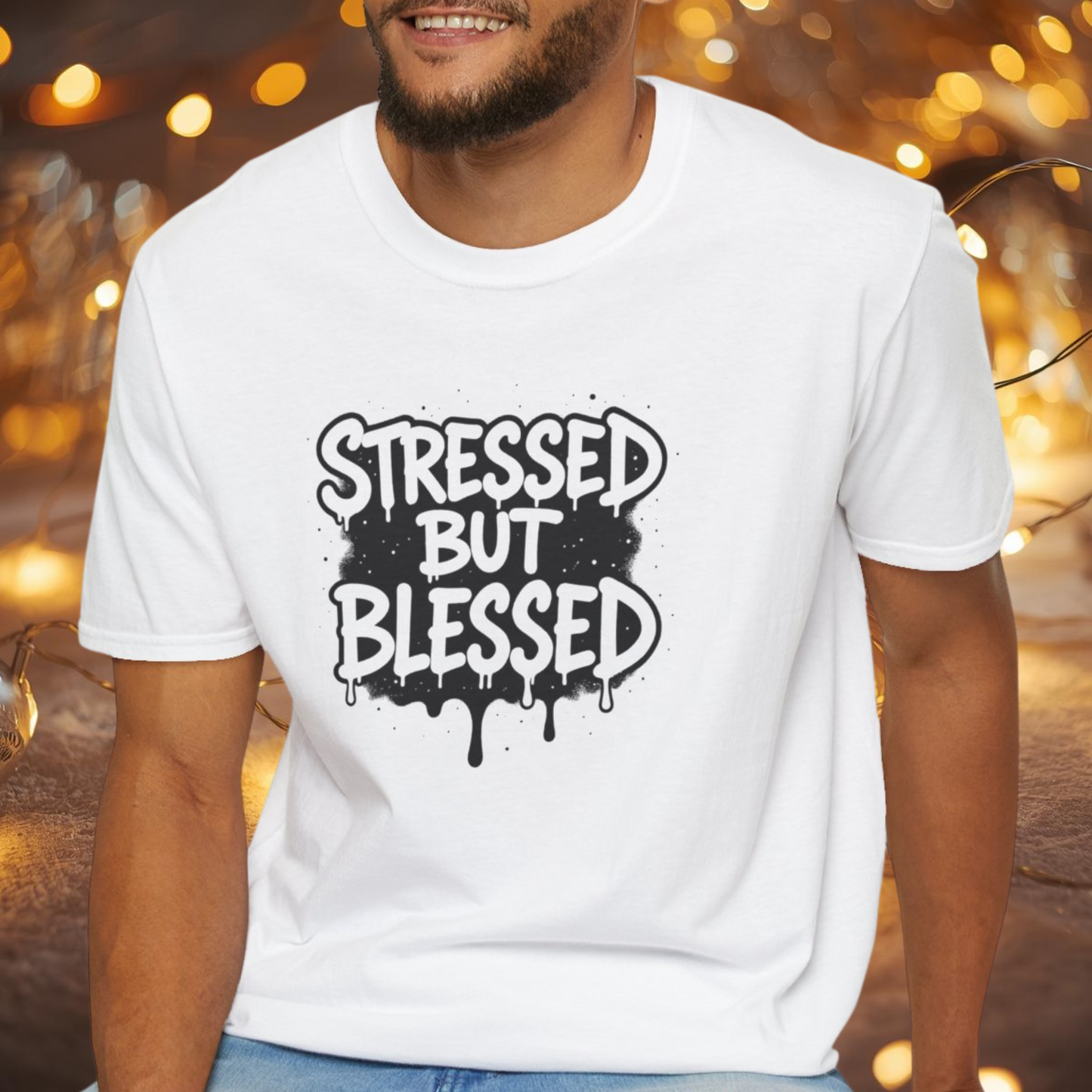 Stressed But Blessed T-Shirt – Inspirational Christian Quote Tee, Faith Graphic Shirt for Everyday Motivation