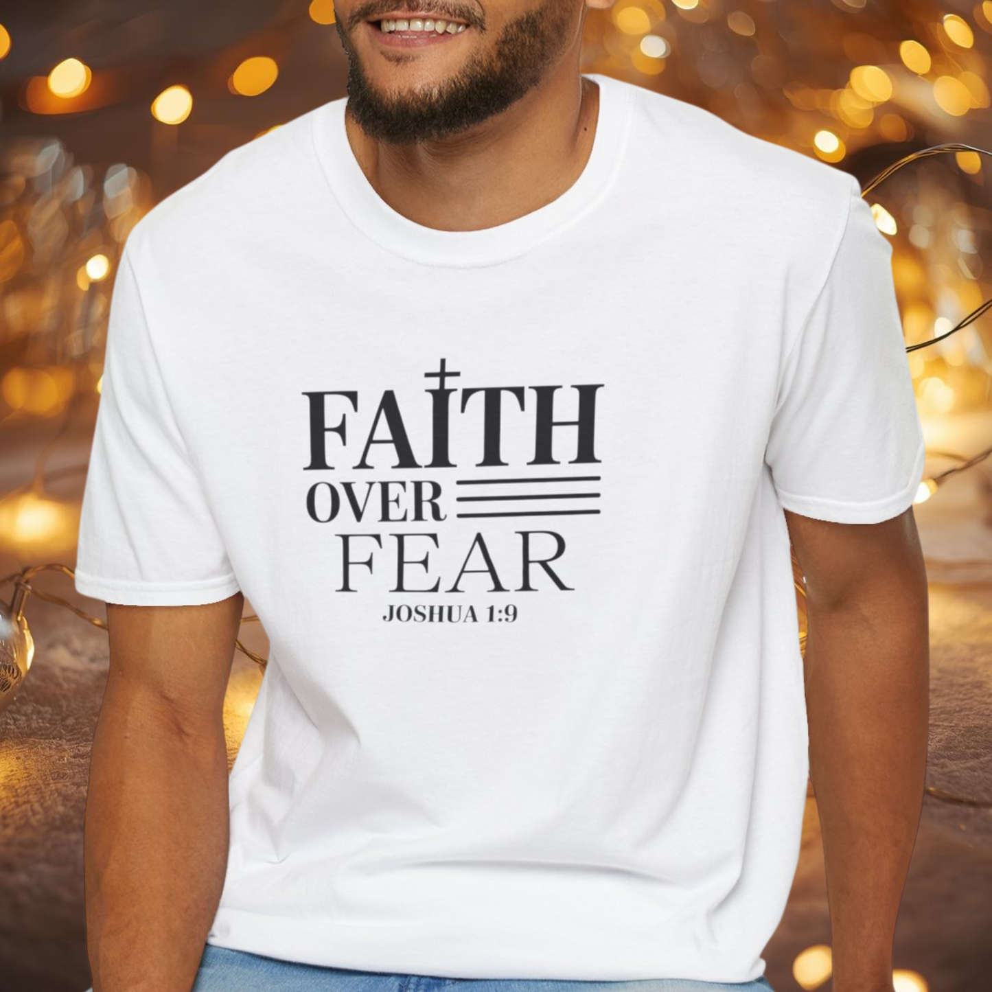 Faith Over Fear T-Shirt – Joshua 1:9 Bible Verse Shirt, Christian Inspirational Scripture Tee