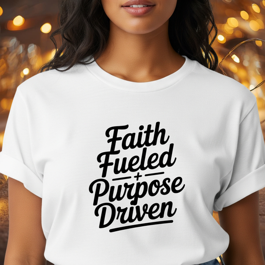 Faith Fueled Purpose Driven T-Shirt – Inspirational Christian Shirt, Motivational Faith Tee for Women & Men