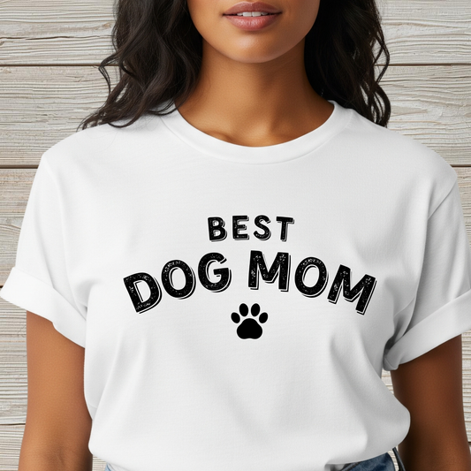Best Dog Mom T-Shirt – Cute Dog Lover Shirt with Paw Print, Funny Pet Mom Gift Tee