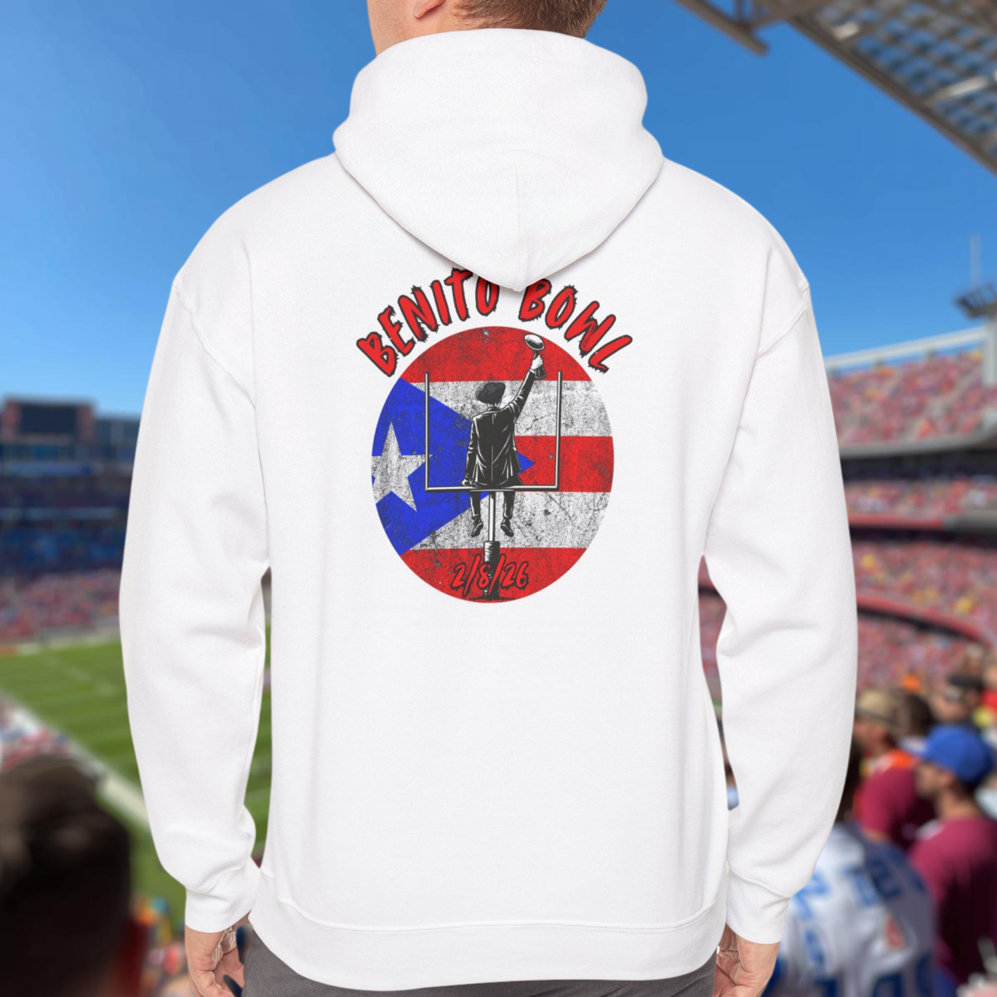 Benito Bowl 2/8/26 Hoodie – Puerto Rico Heritage, Boricua Pride Football Benito Fan Hoodie