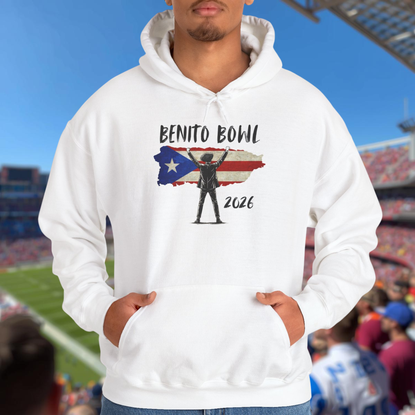 Benito Bowl 2026 PR Flag Hoodie, Benito Bowl, Football Fan Gift, Puerto Rico Boricua Heritage Culture Pride Hoodie