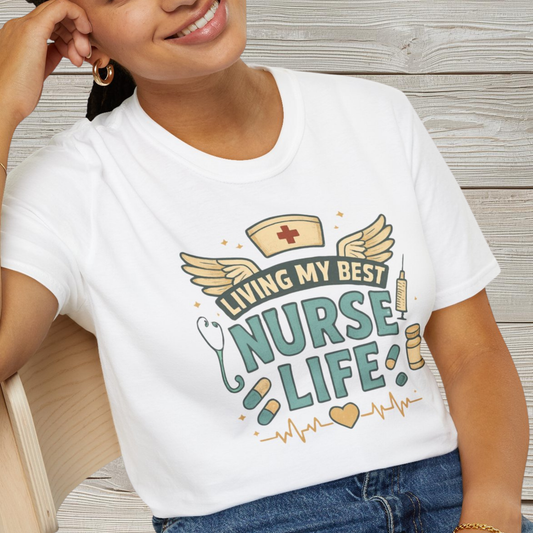 Living My Best Nurse Life Shirt – Cute Nurse Shirt for Women – RN Nurse Life Tee – Nurse Appreciation Gift, Medical Worker Shirt