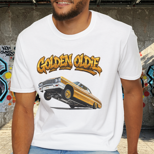 Golden Oldie Lowrider Shirt, Classic Car Tee, Vintage Auto Graphic Shirt, Car Enthusiast Gift, Retro Car Lover Tee