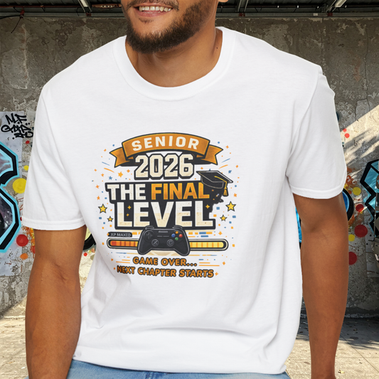 Senior 2026 The Final Level Gamer Graduation T-Shirt, Class of 2026 Game Over Next Chapter Starts Tee for Boys Girls Grad