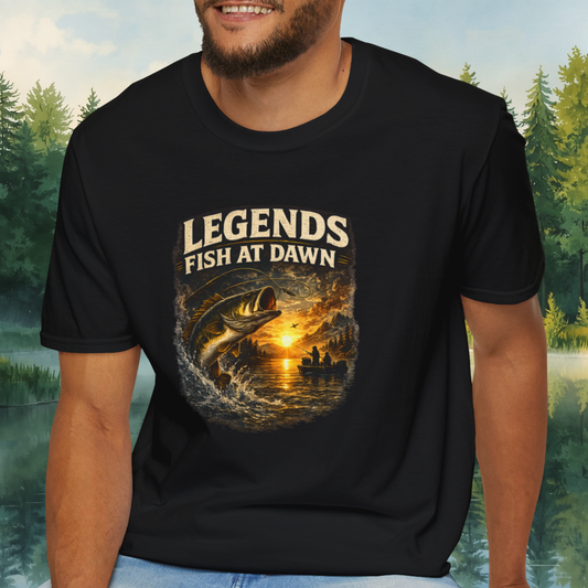 Fishing Shirt for Men, Legends Fish at Dawn Tee, Bass Fishing T-Shirt, Fisherman Gift, Fathers Day Shirt for Dad