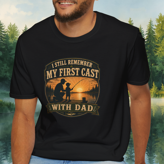 Fishing Dad Shirt, First Cast with Dad Tee, Fathers Day Fishing T-Shirt, Fisherman Gift, Dad and Son Fishing Shirt
