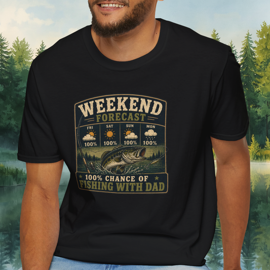 Fishing Dad Shirt, Weekend Forecast Fishing with Dad Tee, Bass Fishing T-Shirt, Fathers Day Gift for Dad, Fisherman Shirt