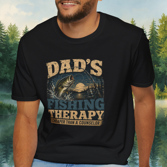 Fishing Dad Shirt, Dads Fishing Therapy Tee, Bass Fishing T-Shirt, Fisherman Gift, Fathers Day Shirt for Dad