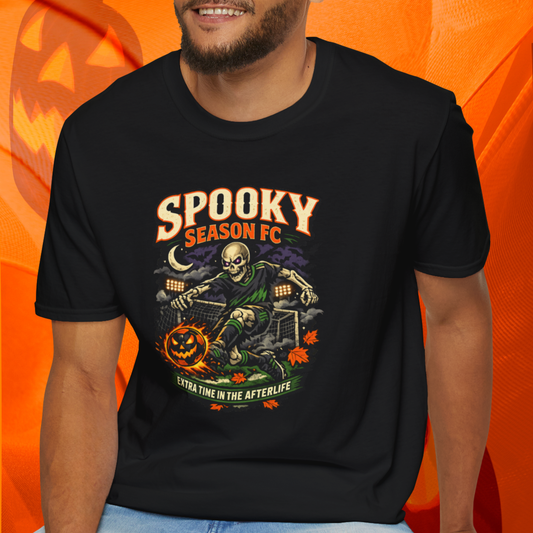 Halloween Soccer Shirt, Spooky Season FC Tee, Skeleton Soccer T-Shirt, Pumpkin Soccer Ball Shirt, Fall Sports Gift